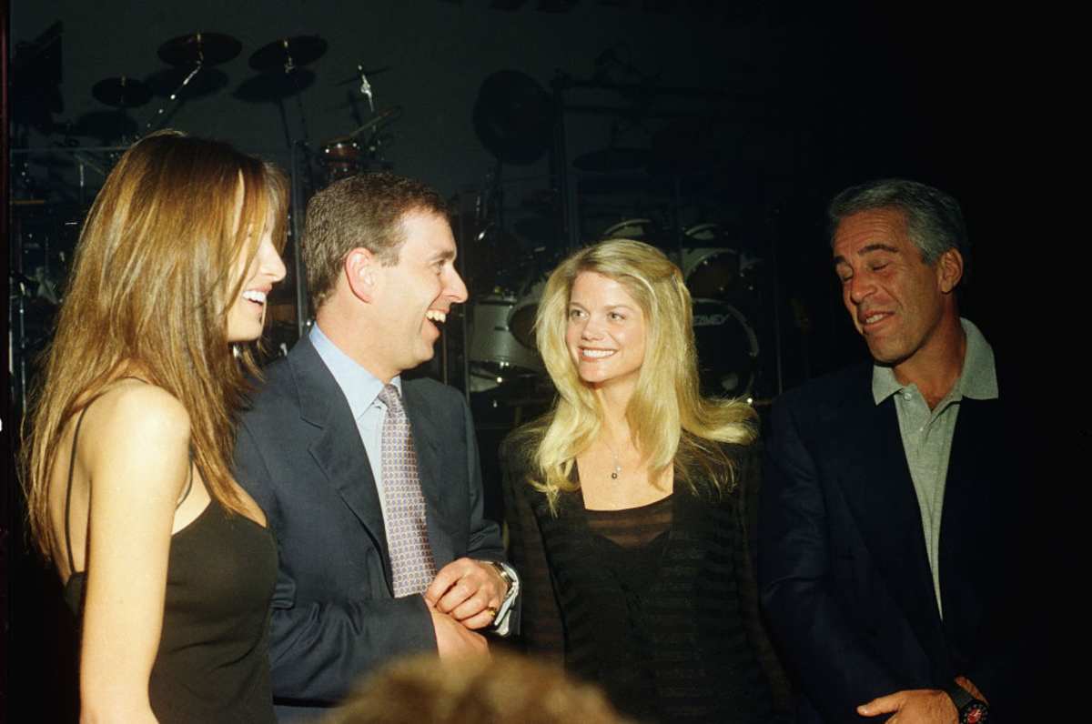Melania Trump, Prince Andrew, Gwendolyn Beck and Jeffrey Epstein at the Mar-a-Lago club, Florida, February 12, 2000 - (Image Source: Davidoff Studios/ Getty Images)