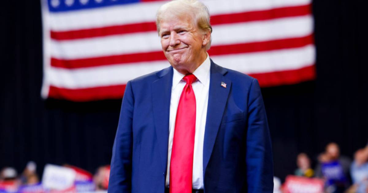 Donald Trump at a rally at Montana State University on August 9, 2024, in Bozeman, Montana. (Image Source: Getty Images | Photo By Michael Ciaglo)