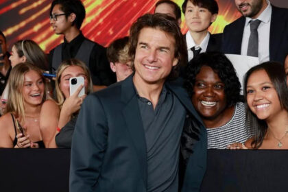 Tom Cruise with fans at the New York premiere of Mission: Impossible – Dead Reckoning Part One