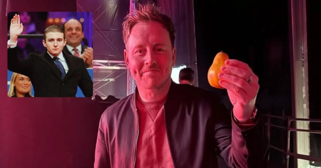 Comedian Andrew Ryan and (inset) Barron Trump