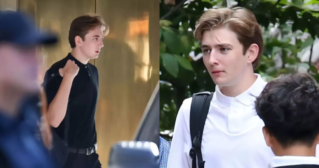 Barron Trump spotted with a black backpack on multiple occasions