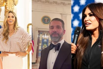 (L-R) Bettina Anderson, Donald Trump Jr, and Kimberly Guilfoyle