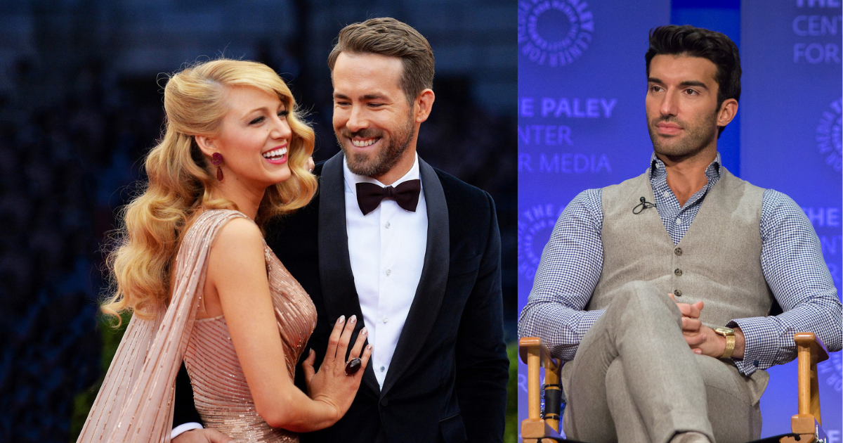 Blake Lively with Husband Ryan Reynolds (L), Justin Baldoni(R)