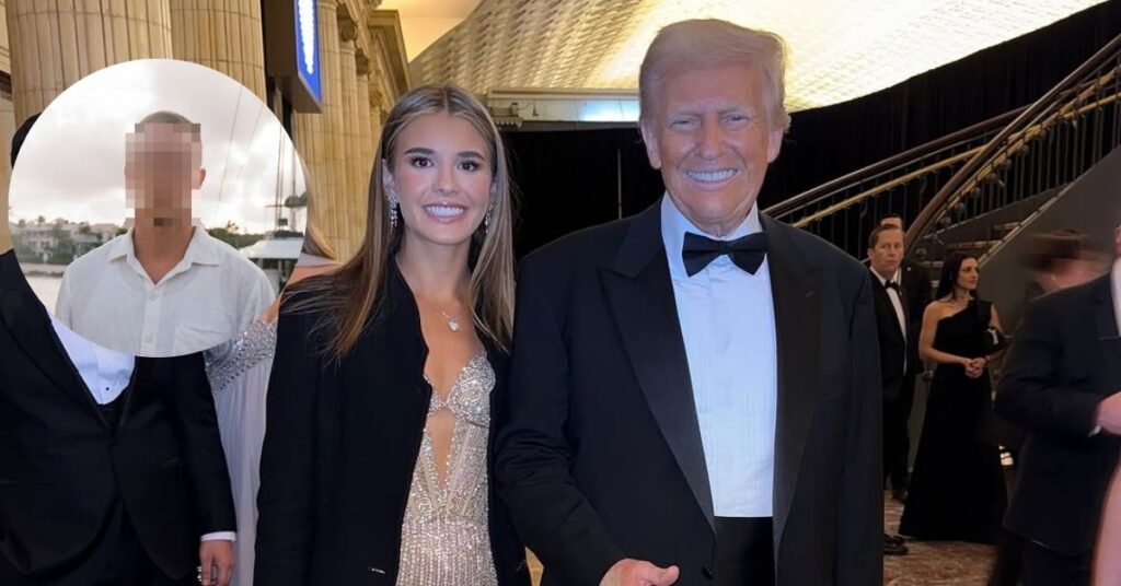 (L-R) Kai Trump with her grandfather American President Donald Trump and (inset) her celebrity crush
