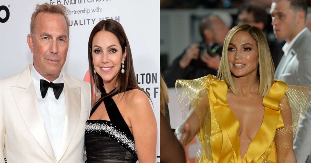 Kevin Costner and Christine Baumgartner (Image Source : Twitter) and Jennifer Lopez ( via Flickr)