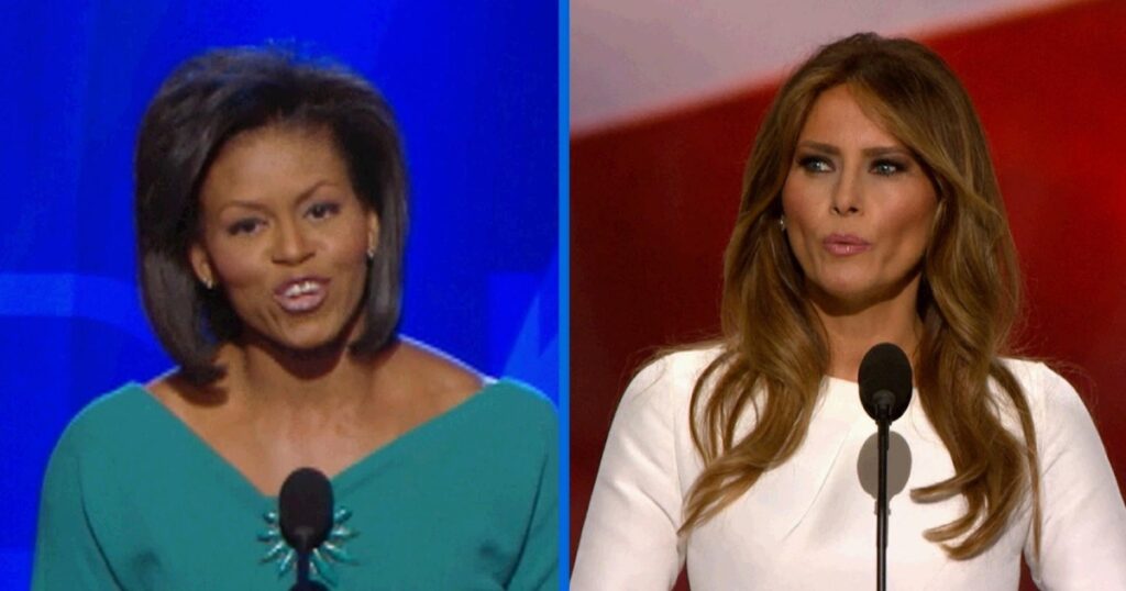 Michelle Obama On L, Melania Trump On Right