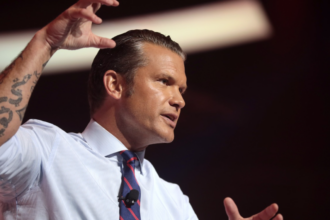 Pete Hegseth speaking with attendees at the 2022 Student Action Summit.