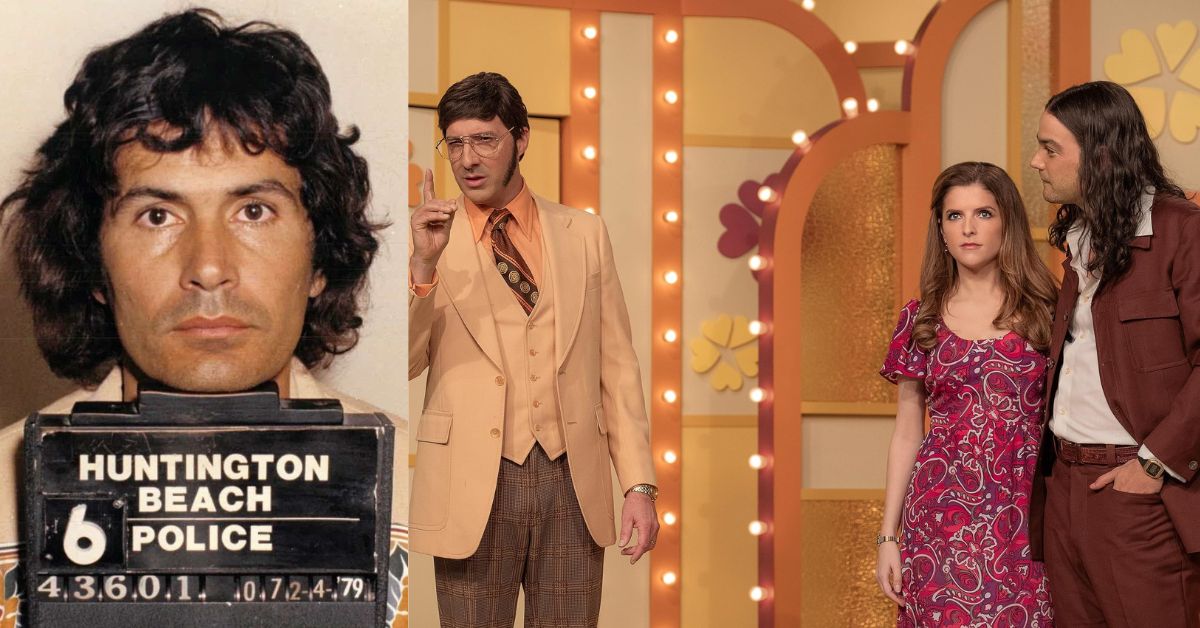 A mugshot of Rodney Alcala and a still from the film Woman of the Hour