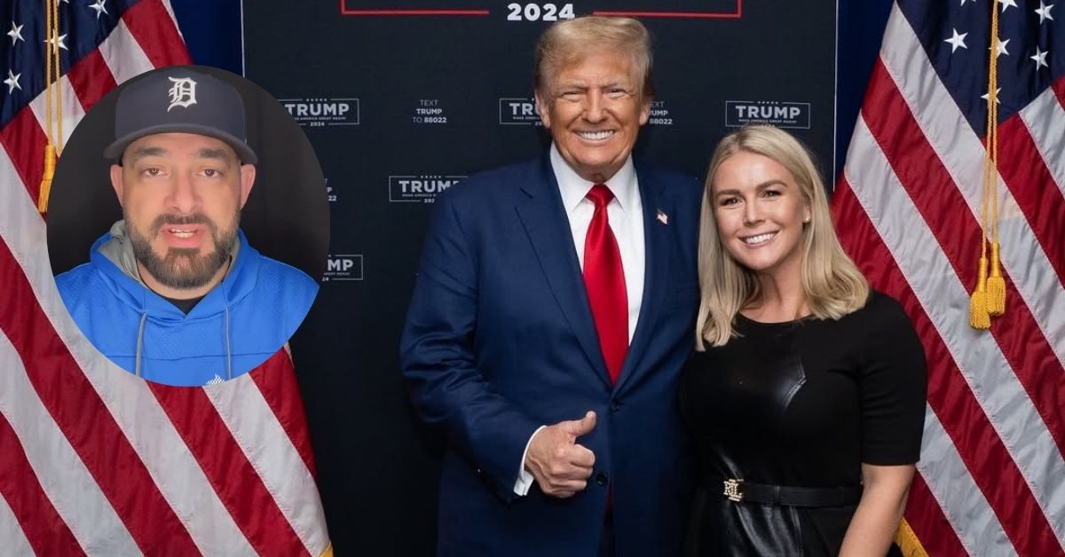 Ryan Shead (inset) and President Donald Trump with Press Secretary Karoline Leavitt