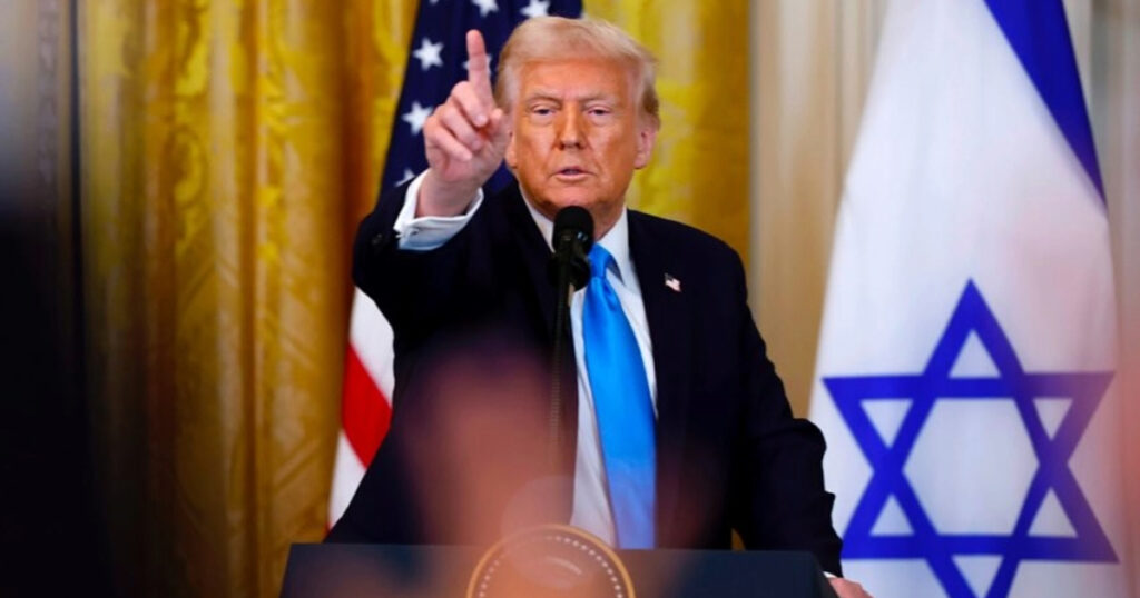 President Donald Trump at a press conference