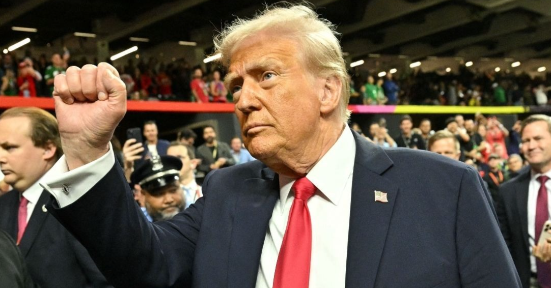 Donald Trump at Super Bowl 2025.