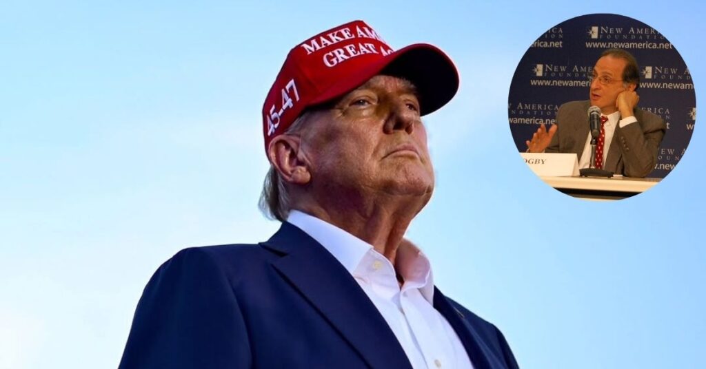 President Donald Trump and (inset) Activist and President of the Arab American Institute James Zogby