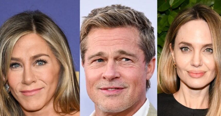 Jennifer Aniston (L) Brad Pitt (C) and Angelina Jolie (R) (Credits: https://www.sheknows.com)