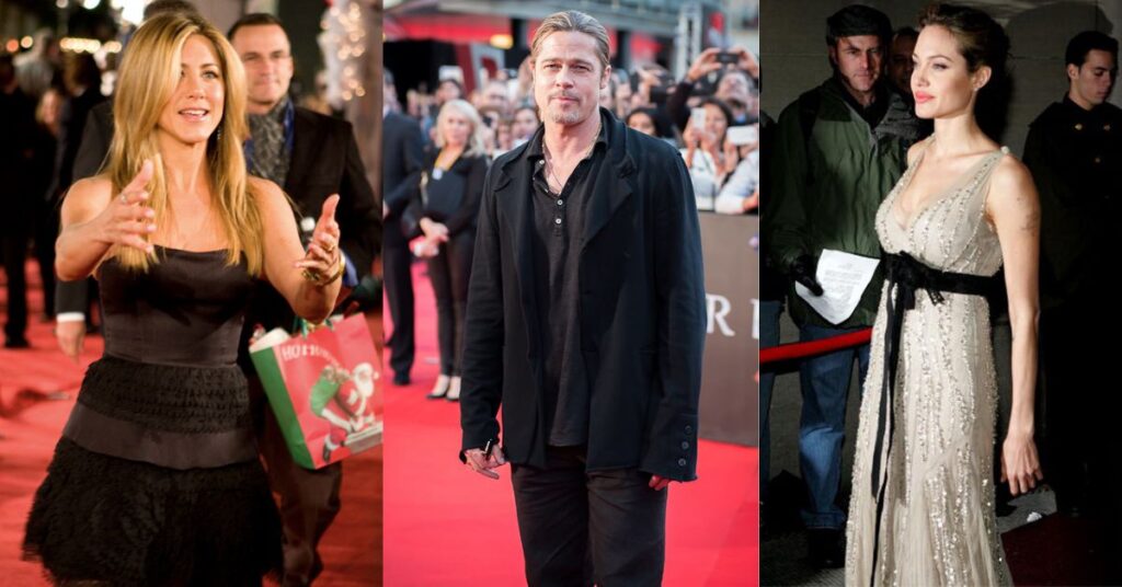 Jennifer Aniston, Brad Pitt, and Angelina Jolie.
