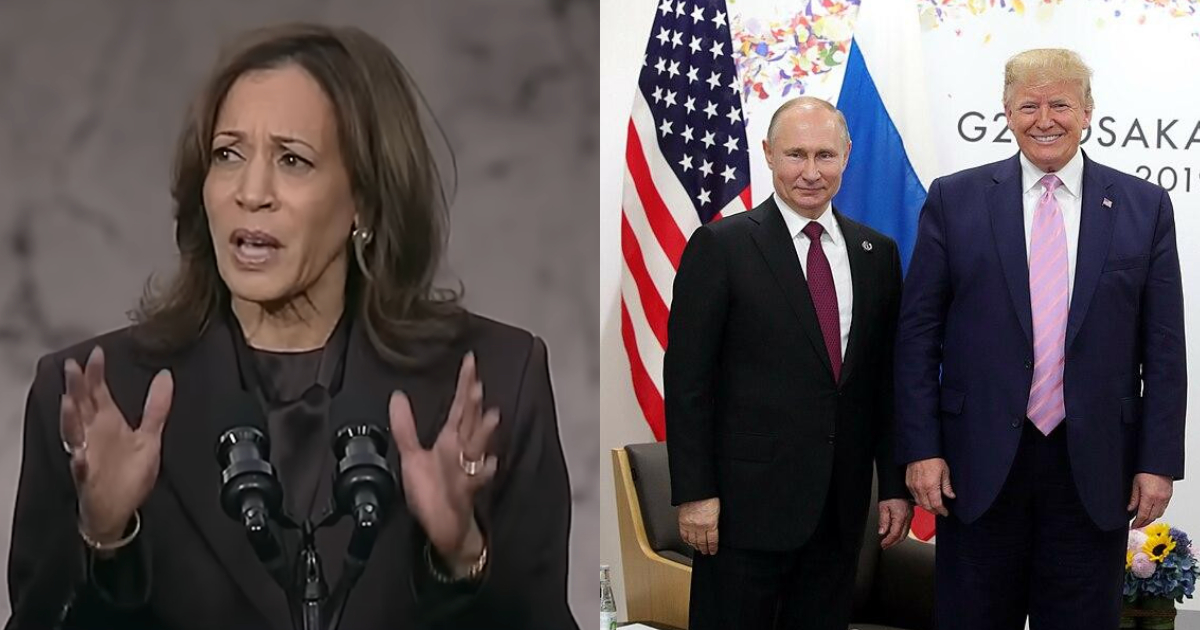 Kamala Harris and Donald Trump with Putin