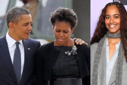 Michelle Obama, Barack Obama and Malia