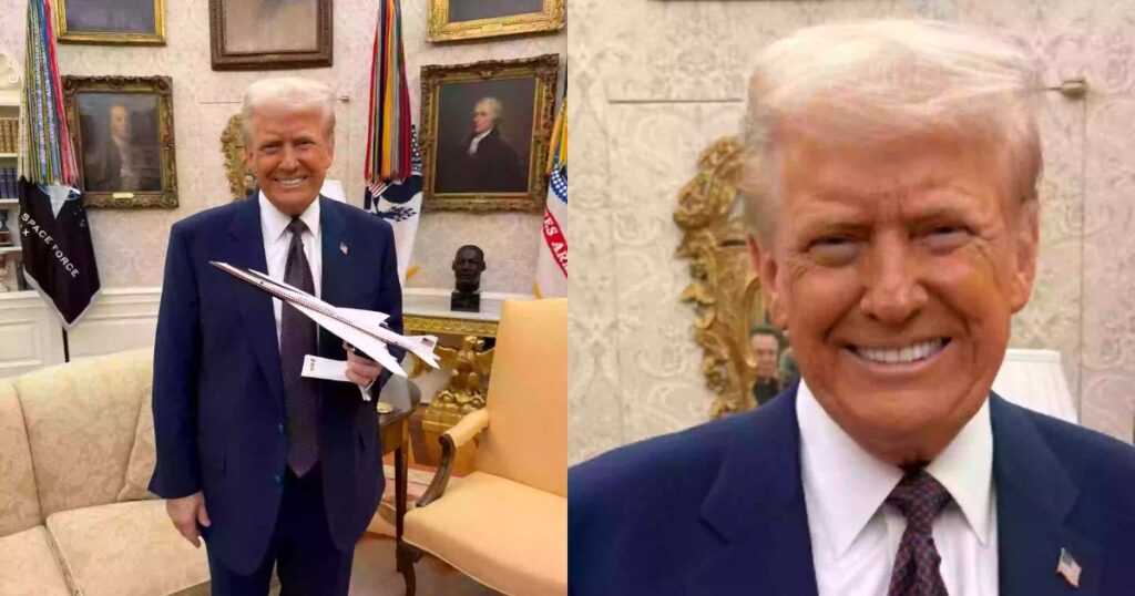 People noticed Elon Musk's reflection in Donald Trump's recent picture