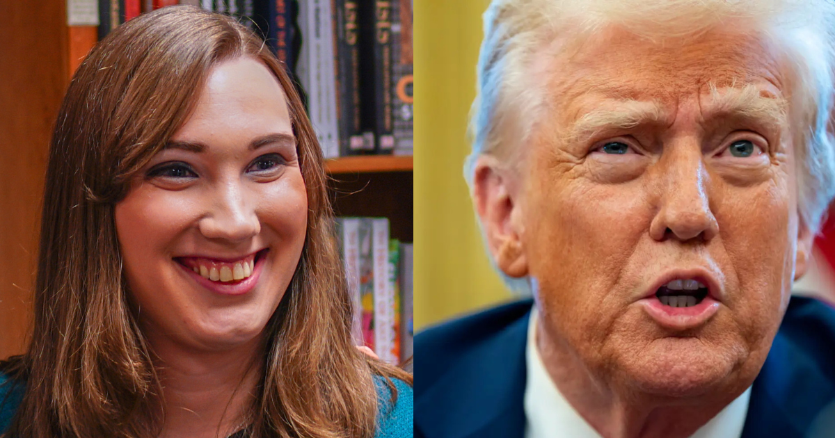 Sarah McBride and Donald Trump