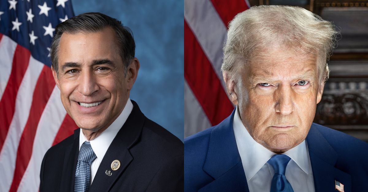 Darrell Issa's official portrait and President Donald Trump's inaugural portrait.