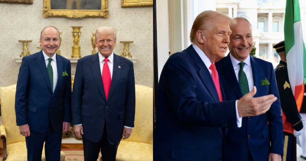 Donald Trump and Irish Prime Minister Michael Martin at the Oval Office ( Credits_ White House|X) and (Instagram|@merrionstreet)