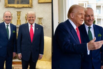 Donald Trump and Irish Prime Minister Michael Martin at the Oval Office ( Credits_ White House|X) and (Instagram|@merrionstreet)