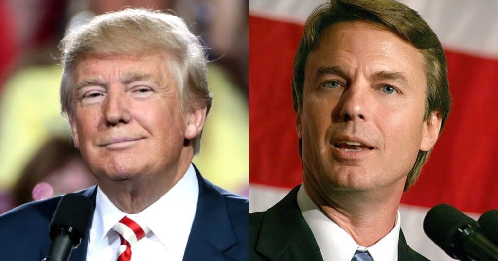 Politicians Donald Trump ( Photo by Gage Skidmore via Flickr) and John Edwards (Image by Symphy via Wkimedia Commons, 2024)