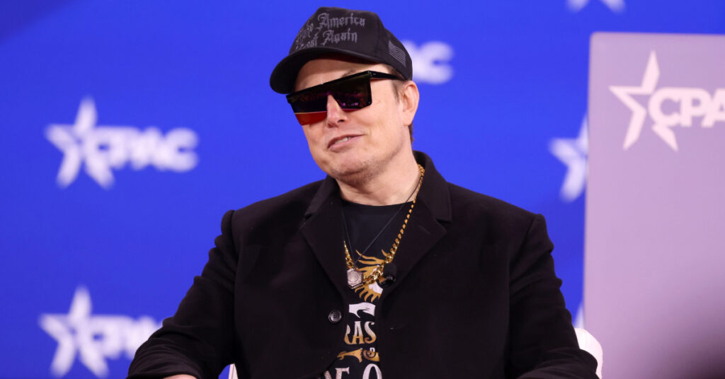Elon Musk speaking at the 2025 Conservative Political Action Conference (CPAC)
