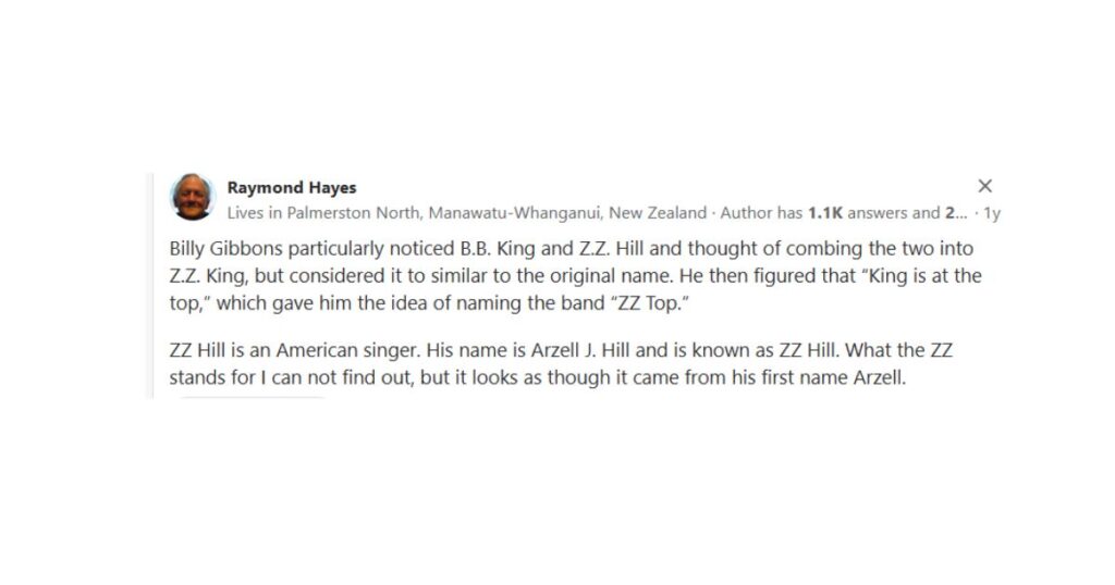 Fan Explains ZZ Top's Name