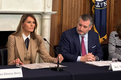 First lady Melania Trump speaks on Capitol Hill to advocate for the passage of the Take it Down Act on March 3, 2025.