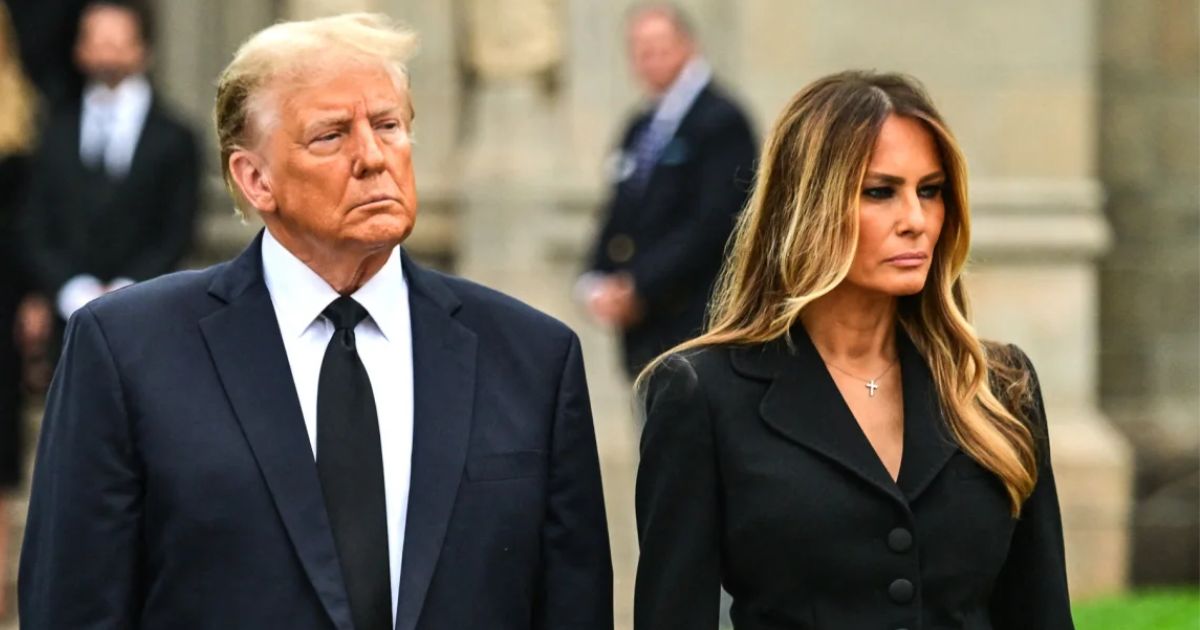 President Donald Trump and former First Lady Melania Trump depart the funeral for Amalija Knavs, Melania Trump's mother, outside the Church of Bethesda-by-the-Sea in Palm Beach, Florida, on January 18, 2024. © Giorgio Viera/AFP/Getty Images via CNN