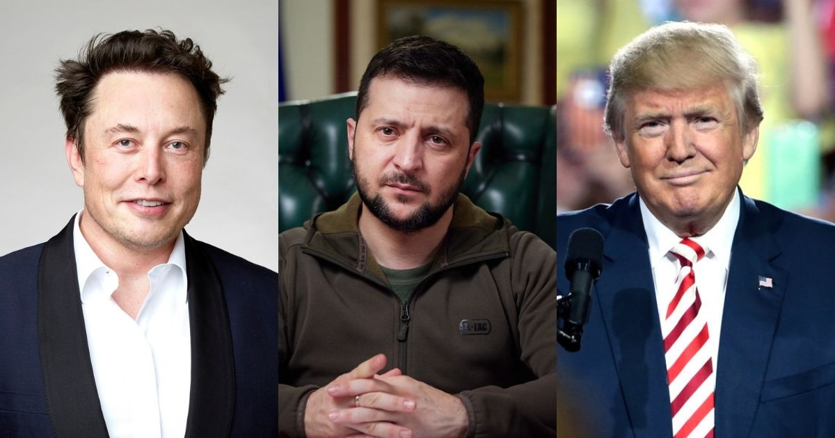 Elon Musk, Volodymyr Zelenskyy and Donald Trump