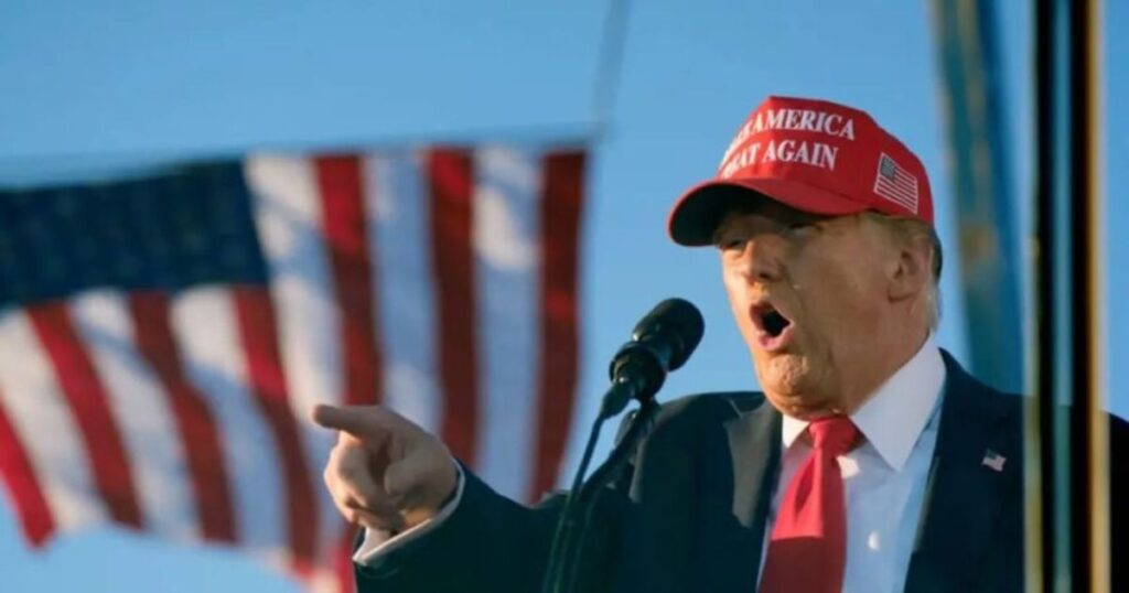 President Donald Trump delivering a speech