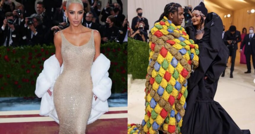 KIm Kardashian (R), Rihanna and ASAP Rocky at Met Gala (Both the pictures from Instagram|@themetgalaofficial)