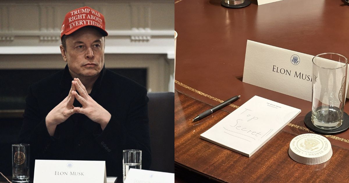 Musk Trolled for Writing Top Secret on Notepad During Trump Cabinet Meeting.