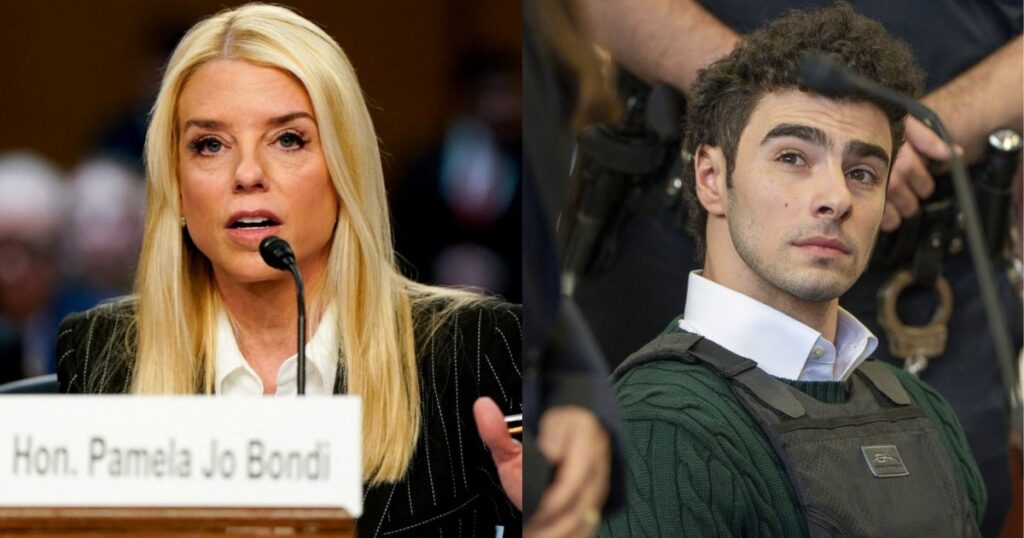 Pam Bondi and Luigi Mangione (Brian Thompson's Killer)