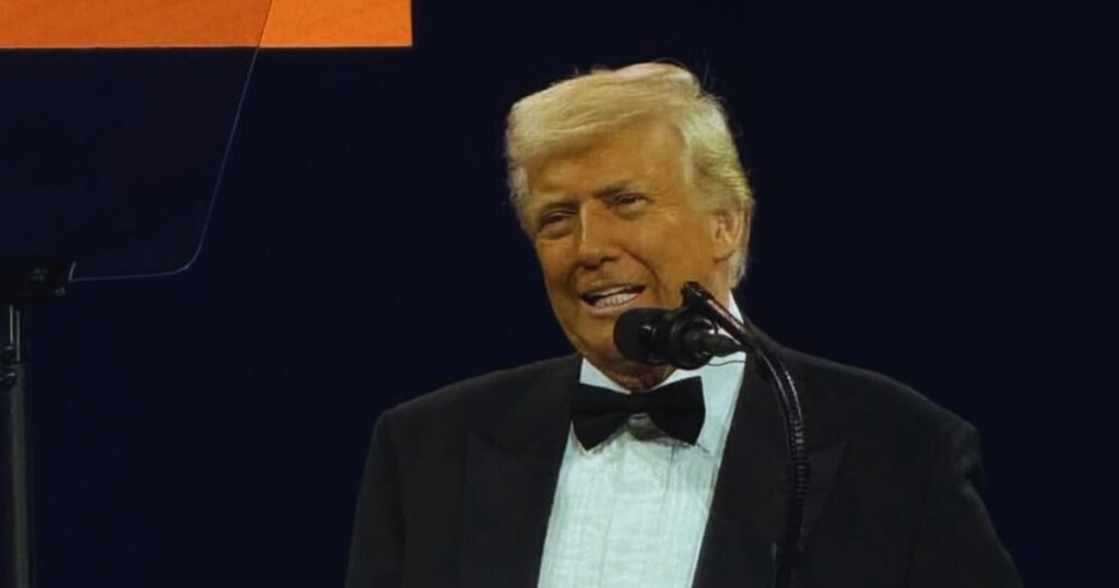 President Donald Trump delivering remarks at the NRCC Dinner in Washington DC. (Instagram|@realmichaelsolakiewicz)
