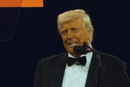 President Donald Trump delivering remarks at the NRCC Dinner in Washington DC. (Instagram|@realmichaelsolakiewicz)