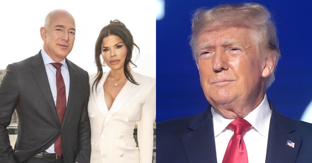 Jeff Bezos, Lauren Sanchez and Donald Trump