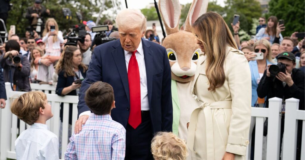 Donald Trump and Melania celebrating Easter with children at the White House