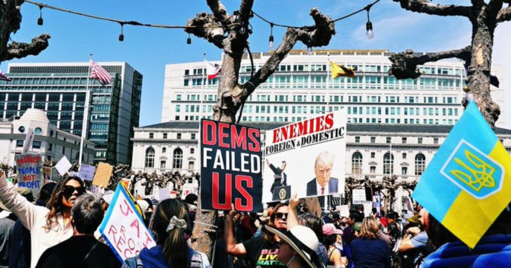 hands off protest rally donald trump elon musk