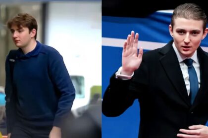 Barron Trump in casuals (L) and a formal suit (R) (Both pictures from @bwtgirls_|Instagram)