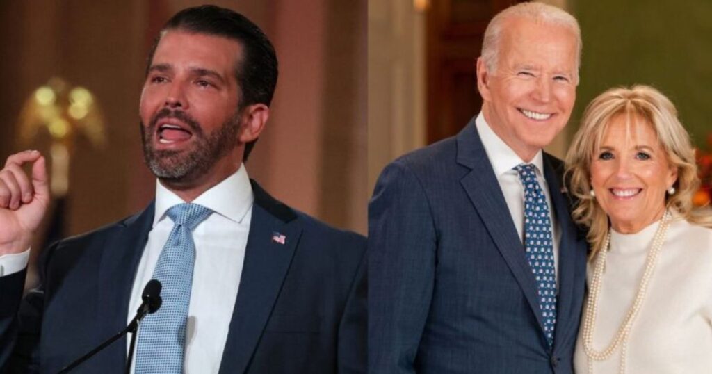 Donald Trump Jr and Joe Biden With former First Lady Jill Biden