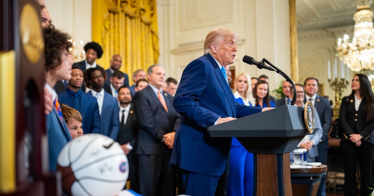 Donald Trump giving a speech