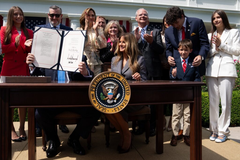 Donald Trump presented the newly signed bill