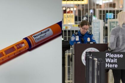 People with Diabetes Need Not Worry Before Flying. Insulin pen and security a checkpost post before boarding a flight (Left—photo by Marius Vassnes—via Wikimedia Commons) and (right—photo by Michael Ball—via Wikimedia Commons )