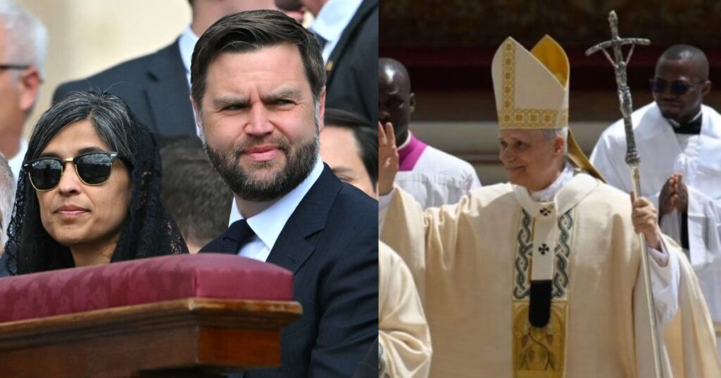 JD Vance and Usha Vance at Pope Leo's Inaugural Mass