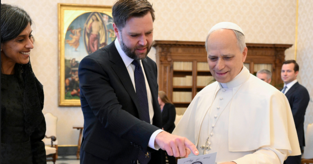 JD Vance and his wife Usha Vance met Pope Leo and offered him a Chicago-themed gift