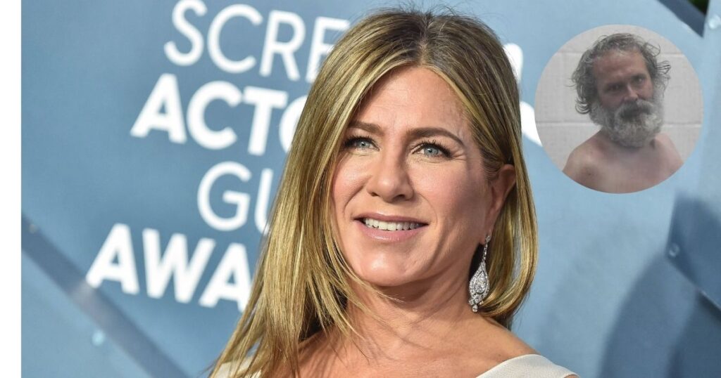 Jennifer Aniston at a public event- (Photo: Heute.at) and image in in the circle (@WMUR9|X)