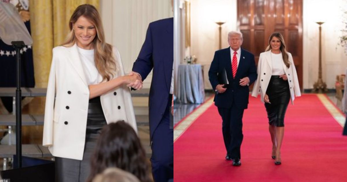 Melania Trump stuns in black leather skirt