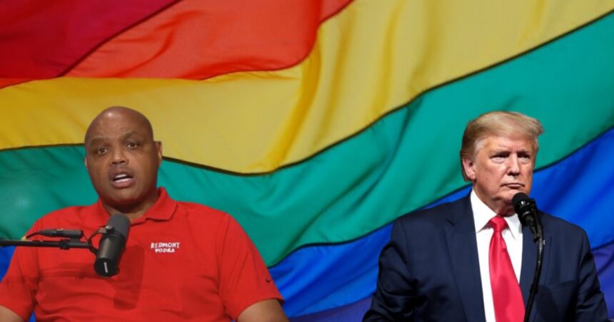 NBA legend Charles Barkley shares his views on the inclusion of transgender athletes in sports (Image: Instagram @sportsgossipog), alongside former President Donald Trump (Photo by Gage Skidmore via Flickr).